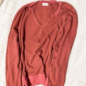 Pink lily waffle knit top